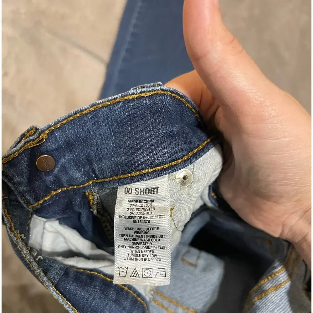 Aeropostale Women Denim SZ 00 XS Short/ Girls Large Dark Jeggings Denim Distress - Picture 4 of 5